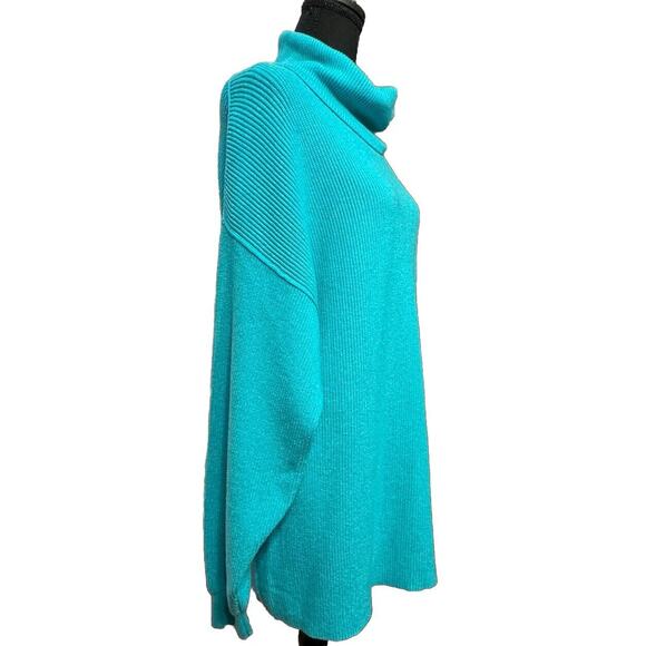 Free People Sweater Medium Womens Slouchy Ribbed Oversized Turquoise Minimalist - Picture 3 of 10